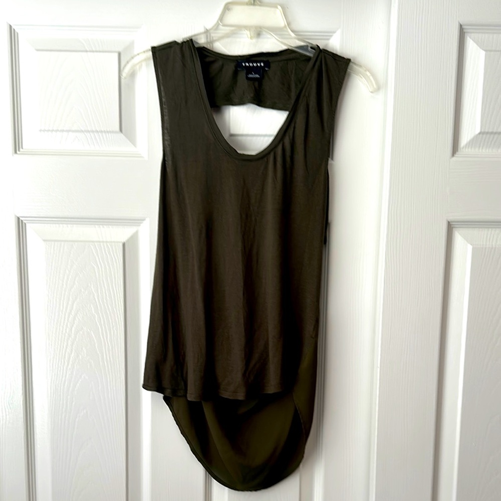 Trouvé Army Green Open Back Tank Top Size Large